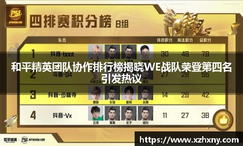 和平精英团队协作排行榜揭晓WE战队荣登第四名引发热议