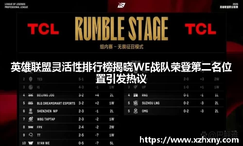 英雄联盟灵活性排行榜揭晓WE战队荣登第二名位置引发热议